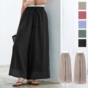 ワイドパンツ ガウチョパンツ レディース ボトムス 春 夏 綿 30代 40代 50代 リラックス S〜LLサイズ 選べる2丈 M3615