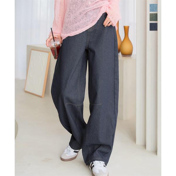 デニムパンツ　レディース カーブパンツ カーブデニム バレルレッグジーンズ バレルレッグ 40代 5...