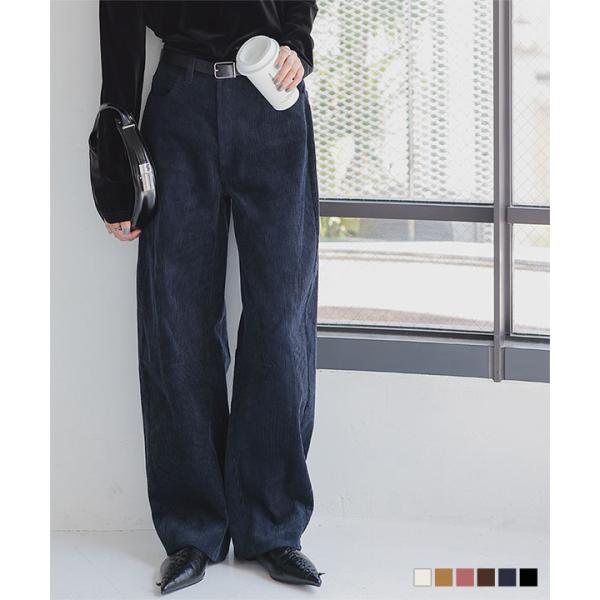 カーブパンツ レディース コーデュロイパンツ バレルレッグ ワイドパンツ 50代 40代 60代 ボ...