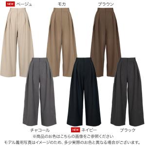 ワイドパンツ レディース 50代 タックワイド...の詳細画像1