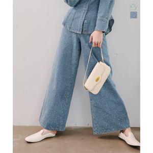 デニム パンツ ワイドパンツ レディース 春 夏 綿100% コットン 40代 50代 60代 30代 デニムパンツ ツイード ブークレ M4389送料無料