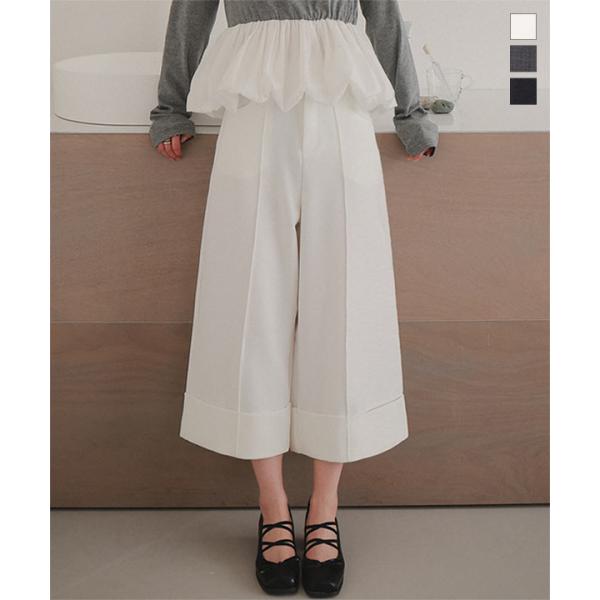 ボトムス レディース アンクルストレートワイドパンツ 40代 50代 アンクル丈 大人 ハーフパンツ...