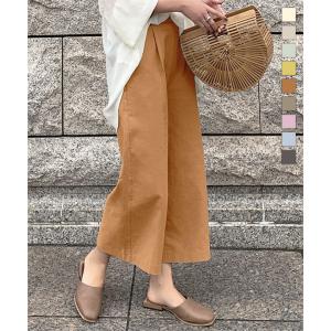ワイドパンツ レディース ボトムス 麻 2丈 リネンタッチ