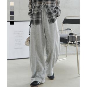 スウェット ワイド カーブパンツ レディース 20代 30代 40代 バレルレッグ コクーンパンツ M5050