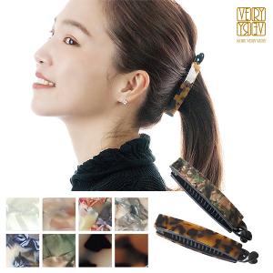 二子玉) PRADA プラダ ロゴ ビジューバレッタ ヘアアクセサリー べっ甲