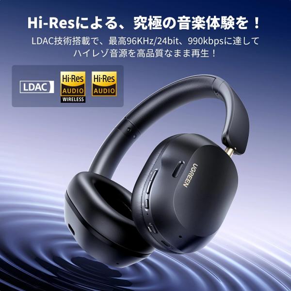 UGREEN ヘッドホン Bluetooth ワイヤレスヘッドホン ウルトラノイズキャンセリング 【...