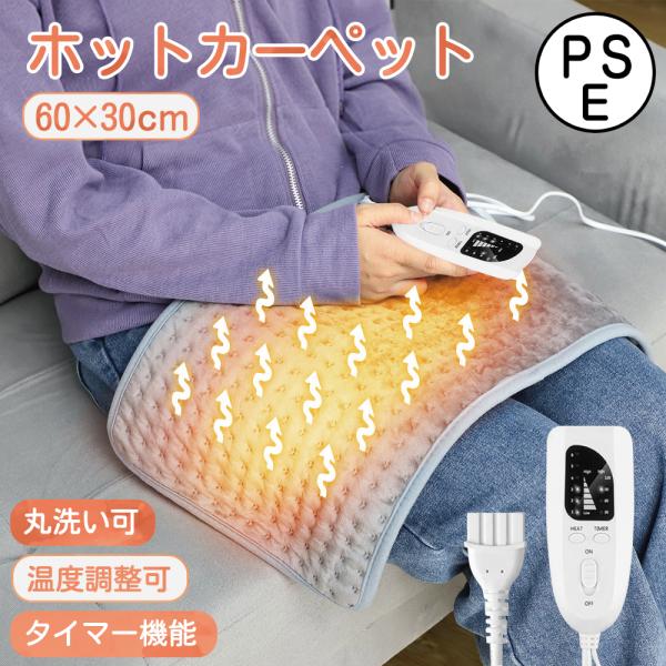 ホットマット ホットカーペット 洗える足元用 60×30cm 6段階温度調節 折りたたみ 省エネ タ...