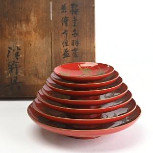 勝雲作 輪島塗 紅葉蒔絵 秋 吸物椀 五客 平野優雅堂 極上本堅地製造