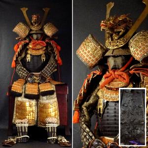 敬逢】本歌 江戸時代【多田行綱 平安復古大鎧】鉄錆地二方白二十