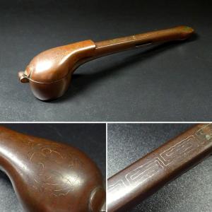 敬逢】秀逸 矢立コレクション 江戸時代 在銘【龍文堂造】古銅地 敬逢】秀逸 矢立コレクション 江戸時代 在銘【龍文堂造】古銅地