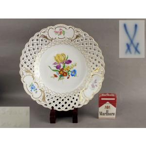 Meissen マイセン 透かし金彩 フラワーブーケ プレート 飾り皿 直径約
