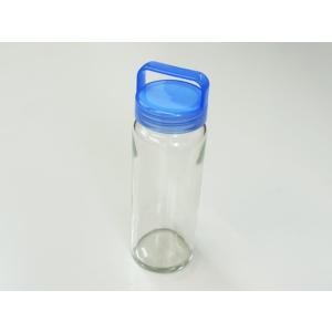 ガラス瓶 L200 取っ手のついたブルーのキャップ付｜kobinchanhonpo