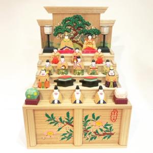 一刀彫　雛人形　神泉作　段揃雛（小）奈良人形