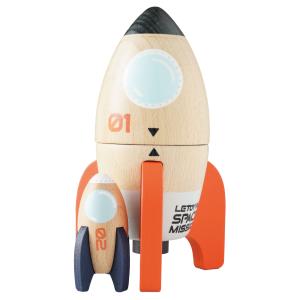 子供 おもちゃ プレゼント 誕生日 木製 ロケット 知育玩具 スペースロケットデュオ｜はっぴぃbubu