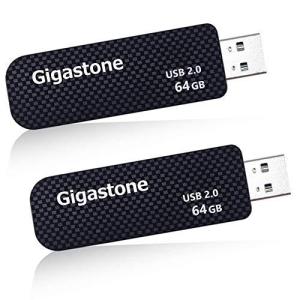 Gigastone V30 64GB USBメモリ USB2.0 メモリスティック キャップレス スライド式 データ バックアップ 2個セット