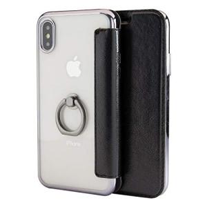 松平商会 イカススマホケース iPhoneX リング付き超薄手帳型ケース iPhoneX ブラック