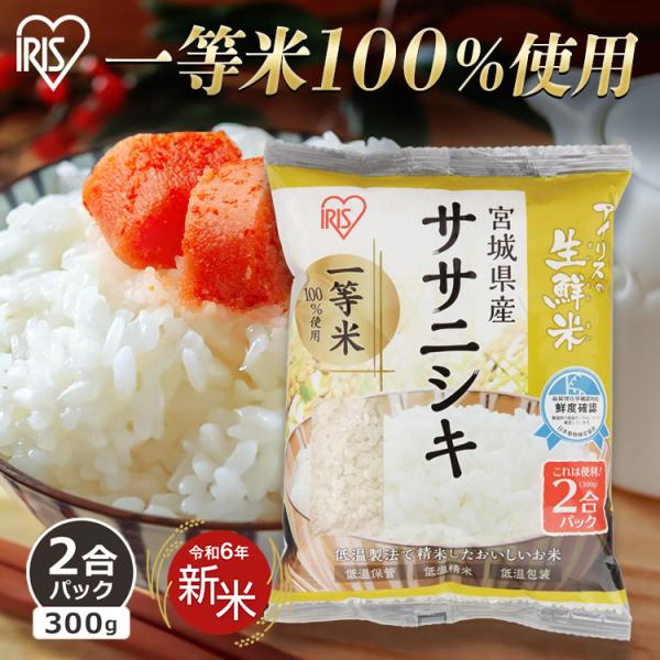 米 300g 送料無料 宮城県産ササニシキ 令和5年度産 生鮮米 2合パック お米 白米 一人暮らし...