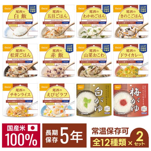 非常食 セット 防災食 保存食 アルファ米 非常食セット 尾西食品 アルファ米 12種×2 備蓄 災...