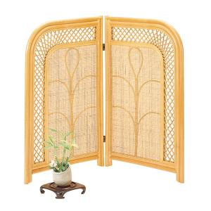 カントリーハウス 布張りスクリーン 3連 衝立 パーテーション 象嵌