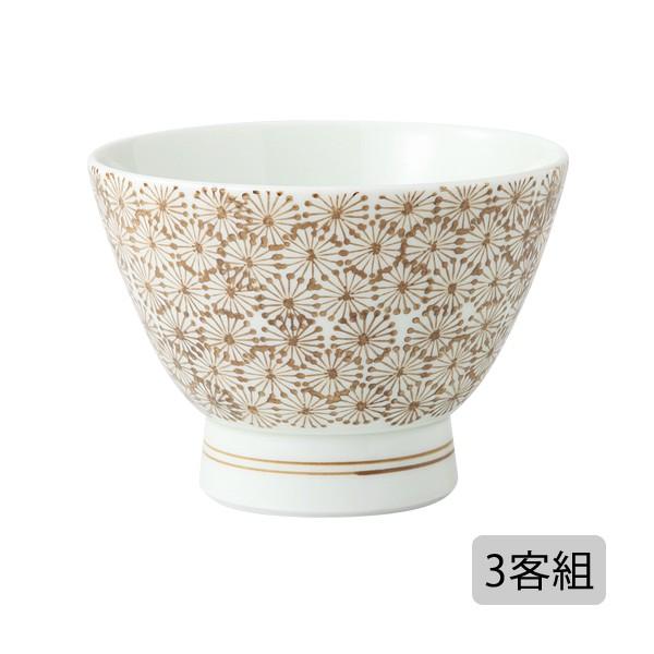 茶碗 亀甲紋 くらわんか碗 （茶） 3客組 13923食器 器 セット 茶 日本製   碗 3客組 ...