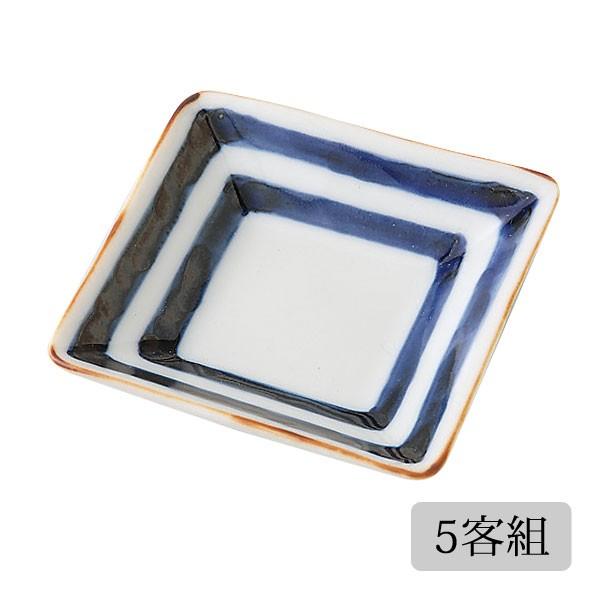 小皿 豆皿 角   濃線紋 角豆皿 5客組 60442食器 和食器 セット 有田焼 磁器 日本製