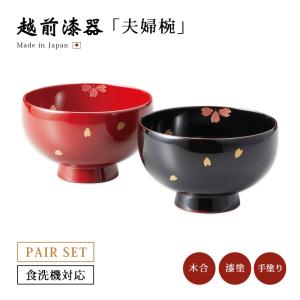 夫婦椀 お椀 食洗器対応 越前漆器 漆器 春秋 夫婦お好み椀 朱