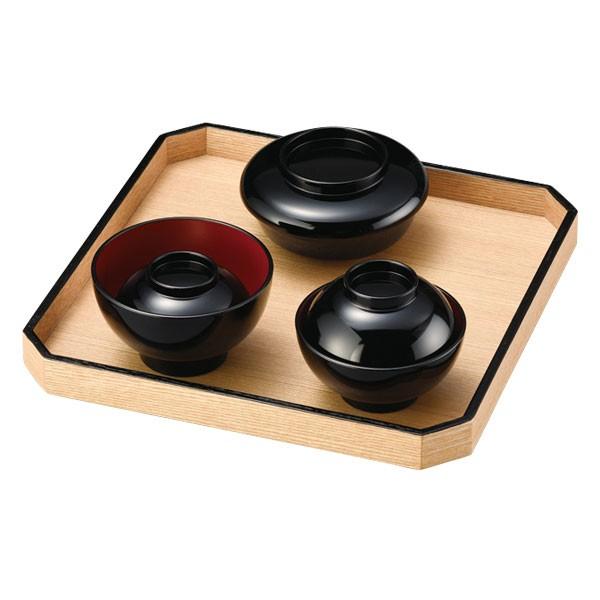 膳 椀 セット 食器 お祝い 豪華 上品 越前漆器 日本製   白木塗タモ 喰初膳 黒内朱 11-1...