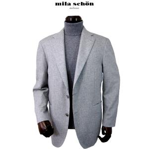 アウトレット ミラショーン ジャケット 秋冬物 シルク カシミヤ ライトグレー 無地 霜降り イタリア ピアツェンツア素材 軽量 日本製 メーカー正規品