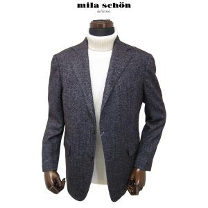 ミラショーン ジャケット 秋冬物 アルパカ混 ヘリンボーン ブラウン レッド イタリア フェルラ社素材 軽量 日本製 メーカー正規品
