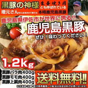 しょうが焼き 鹿児島黒豚 生姜焼き用 黒豚 食べくらべ セット バラ肉 400g モモ肉 400ｇ 上肩肉 400g 計1.2kg 送料無料 一部地域除く暑中見舞い