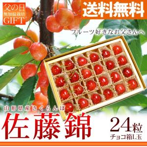 父の日ギフト さくらんぼ佐藤錦チョコ箱Lサイズ24粒入り（サクランボ 山形産 プレゼント 贈答）送料無料