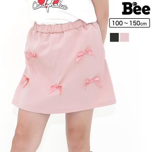 リボンスカート風パンツ スカパン キュロット ミニ丈 子供服 キッズ ジュニア 女の子 無地 100 110 120 130 140 150