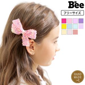 リボンヘアクリップ 子供服 子ども服 こども服 キッズ スパンコール ヘアピン リボン ヘアアクセサリー 結婚式 発表会 春 夏 秋 冬 フォーマル｜kodomofuku-bee