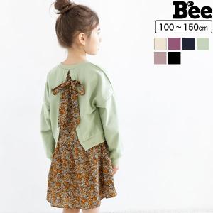 切り替えワンピース 女の子 子供服 キッズ 春 秋 リボン 花柄 ダルメシアン