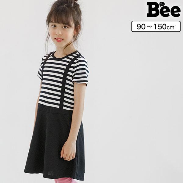 ワンピース 半袖 子供服 キッズ ジュニア 女の子 ドッキング ボーダー 90 100 110 12...