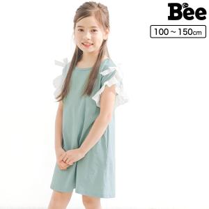 異素材切り替えワンピース 子供服 子ども服 こども服 キッズ 女の子 ポケット 無地 レース リボン 春 夏 100 110 120 130 140 150 SS新作｜kodomofuku-bee