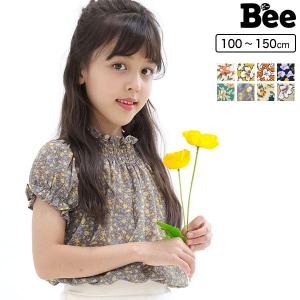 トップス  tシャツ 女の子 子供服 キッズ 半袖 花柄 パフスリーブ 通園 通学 100 110 120 130 140 150 【500円TIMESALE】