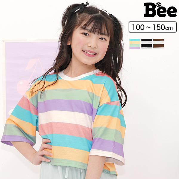 ボーダー柄トップス Tシャツ 半袖 子供服 キッズ ジュニア 女の子 男の子 シンプル オーバーサイ...