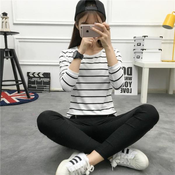 送料無料 チュニック Tシャツ カットソー ホワイト ブラック ボーダー 長袖 冬 あったか ヒート...