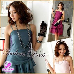 パーティードレス 結婚式 ワンピース ベアトップ Aライン マーメイド キャミソール フリル レース サテン チュール シフォン ミニ 二次会 20代 30代 40代