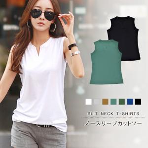 カットソー レディース ノースリーブ tシャツ 夏 春 黒 ...