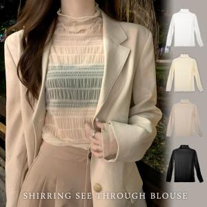 ブラウス レディース 秋 冬 秋冬 白 黒 ブラウスシャツ 長袖 シースルー トップス ハイネック ホワイト ブラック ベージュ 代 30代 40代 50代 Ol 送料無料 Y3130 Koei Store 通販 Yahoo ショッピング