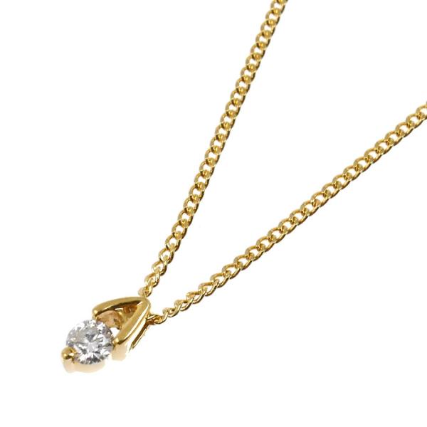 K18YG イエローゴールド ネックレス ダイヤモンド0.10ct 1.9g 40cm レディース ...