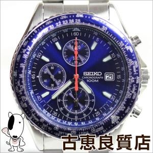 SEIKO セイコー パイロット クロノグラフ メンズ 腕時計 ブルー 逆輸入 海外モデル 高速クロノ  日付表示 10気圧防水 SND255P1/7T9-0CF0/中古/質屋出店/MT1037｜koera