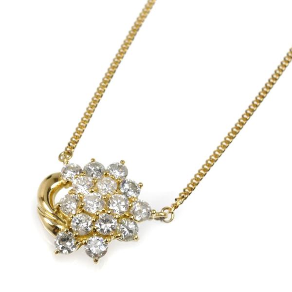 K18YG イエローゴールド ネックレス ダイヤモンド1.28ct 4.7g 42cm レディース ...