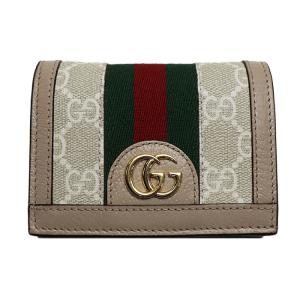 GUCCI グッチ オフィディア  GG カードケース ウォレット 二つ折り財布 ベージュ 523155 UULAG 9682 レディース 中古 美品