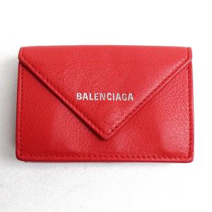 BALENCIAGA バレンシアガ 三つ折り財布ペーパーミニ ウォレット 391446 DLQ0N 6524 レッド/中古/美品｜koera