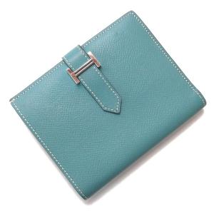 HERMES エルメス ベアンコンパクト 二つ折り財布 ブルージーン レディース 中古｜koera