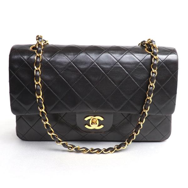 CHANEL シャネル マトラッセ Wフラップ チェーンショルダー ショルダーバッグ ブラック A0...