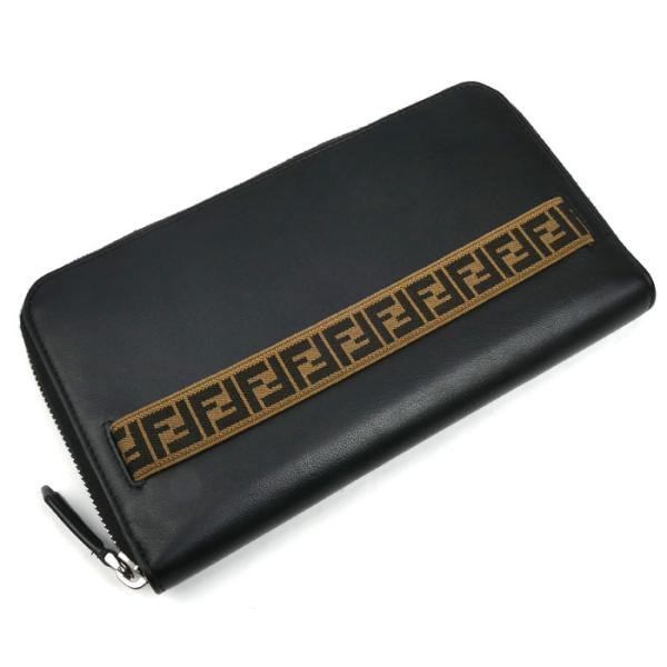 FENDI フェンディ FFロゴ ジップアラウンド ウォレット 長財布 ラウンドファスナー ブラック...